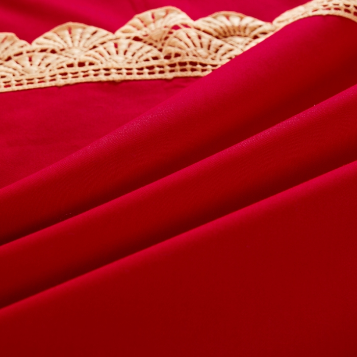 91家纺网 家纺一手货源 找家纺 慕她婚庆四件套大红色刺绣花全棉纯棉结婚六八十多件套喜事满屋