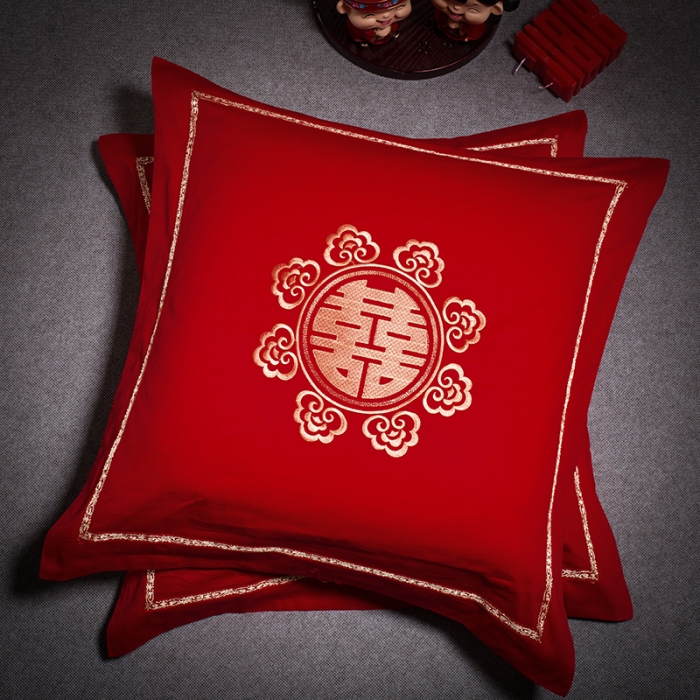 91家纺网 家纺一手货源 找家纺 慕她婚庆四件套大红色刺绣花全棉纯棉结婚六八十多件套雀之蜜语