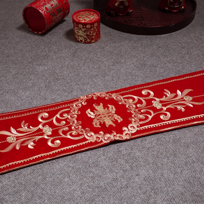 91家纺网 家纺一手货源 找家纺 慕她婚庆四件套大红色刺绣花全棉纯棉结婚六八十多件套喜事多多