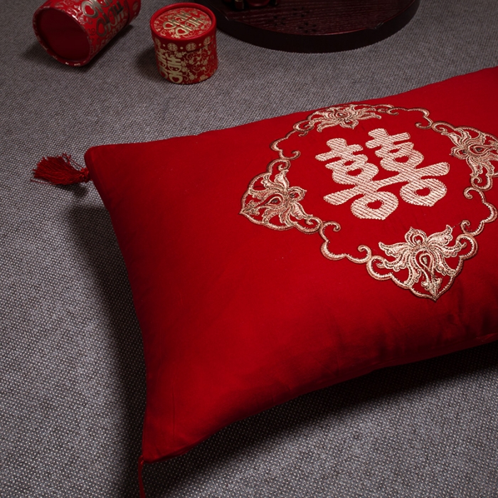 91家纺网 家纺一手货源 找家纺 慕她婚庆四件套大红色刺绣花全棉纯棉结婚六八十多件套喜事多多