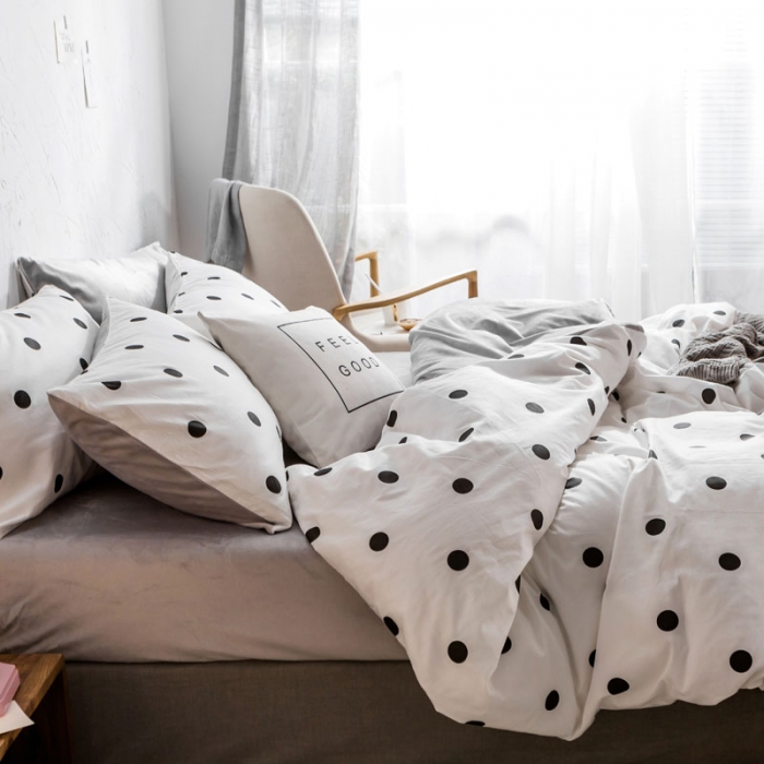 91家纺网 家纺一手货源 找家纺 梦家居韩国简约纯棉水晶绒四件套A版全棉B版水晶绒四件套