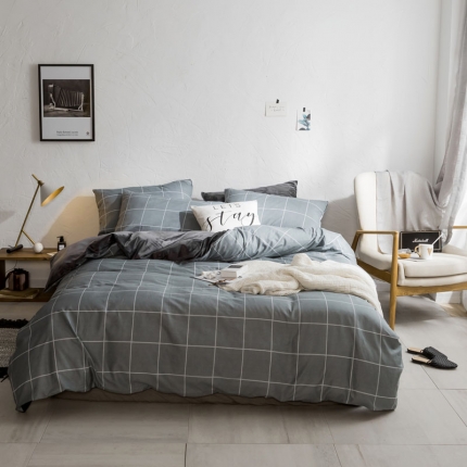 梦家居韩国简约纯棉水晶绒四件套A版全棉B版水晶绒四件套