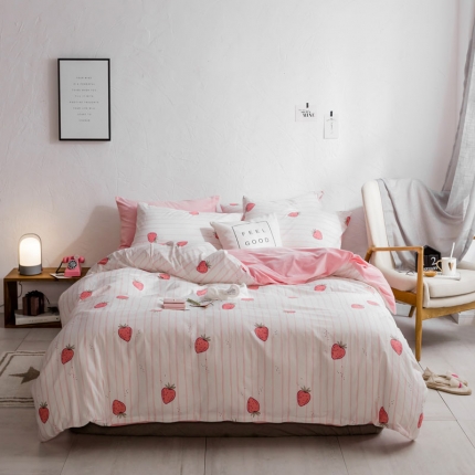 91家纺网 家纺一手货源 找家纺 梦家居韩国简约纯棉水晶绒四件套A版全棉B版水晶绒四件套