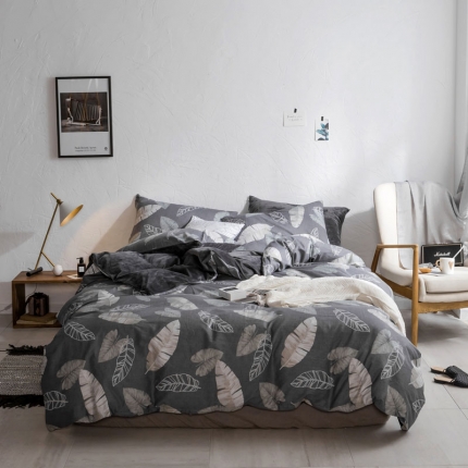 梦家居韩国简约纯棉水晶绒四件套A版全棉B版水晶绒四件套