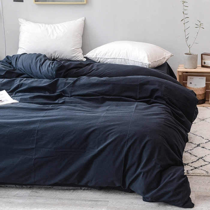 91家纺网 家纺一手货源 找家纺 柠萌家居 全棉色织水洗棉无印良品风被套格子系列