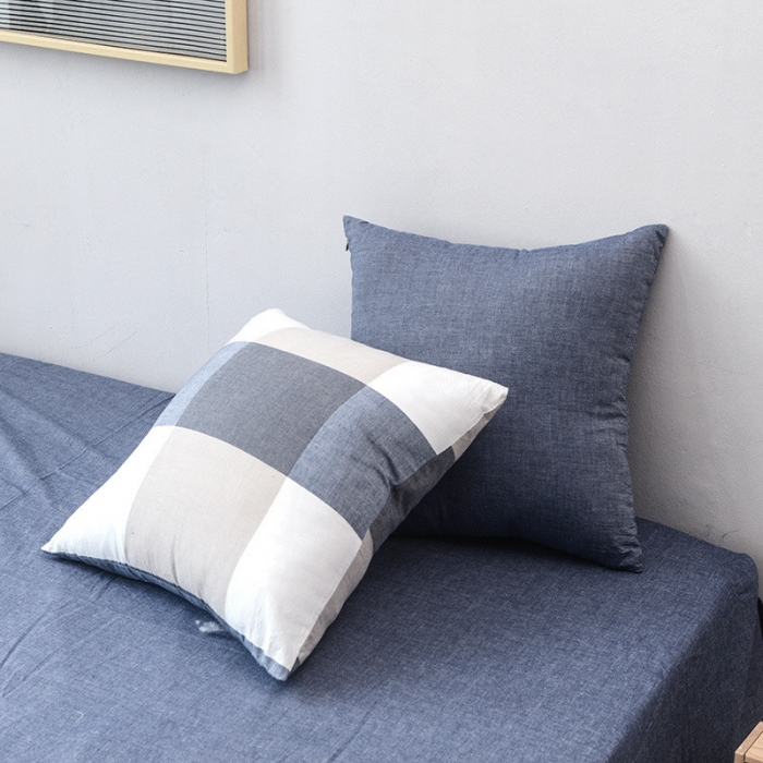 91家纺网 家纺一手货源 找家纺 柠萌家居  全棉色织水洗棉抱枕枕套格子系列一对