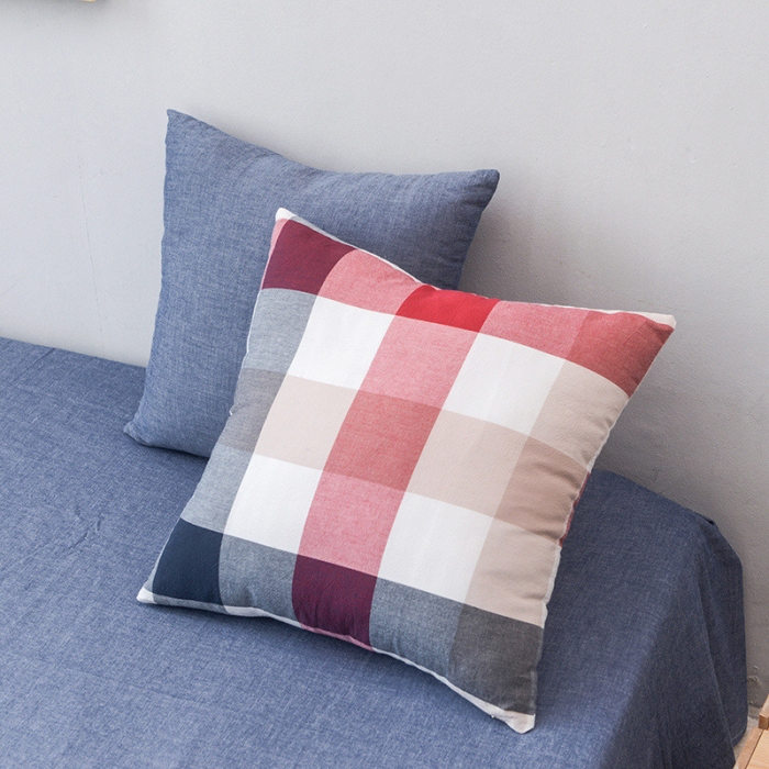 91家纺网 家纺一手货源 找家纺 柠萌家居  全棉色织水洗棉抱枕套枕套纯色系列一对