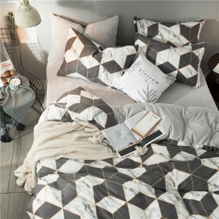 91家纺网 家纺一手货源 找家纺 慕梵2019全棉法莱绒四件套纯棉单被套法兰绒水晶绒棉加绒