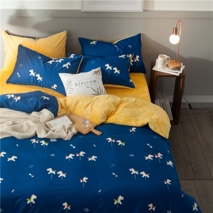 91家纺网 家纺一手货源 找家纺 慕梵2018新品全棉法莱绒单被套纯棉单被罩法兰绒水晶绒棉加绒