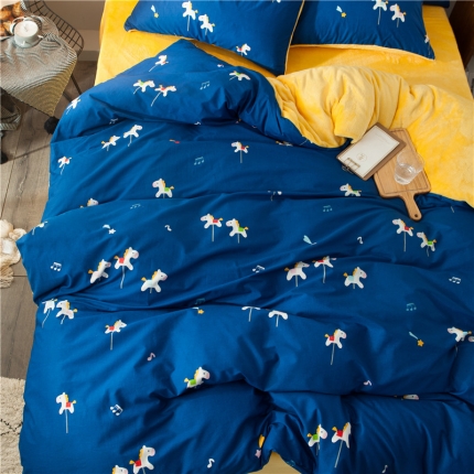 91家纺网 家纺一手货源 找家纺 慕梵2018新品全棉法莱绒单被套纯棉单被罩法兰绒水晶绒棉加绒