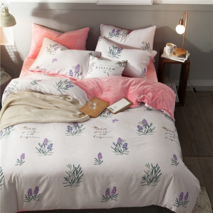 91家纺网 家纺一手货源 找家纺 慕梵2018新品全棉法莱绒单被套纯棉单被罩法兰绒水晶绒棉加绒