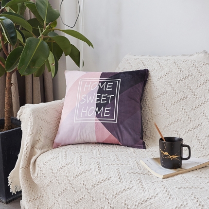 希诺家居ins水晶绒抱枕沙发靠垫粉灰home45*45厘米