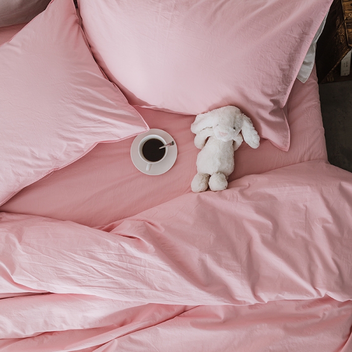 91家纺网 家纺一手货源 找家纺 涞澳家纺（新品）60水洗棉四件套荷粉