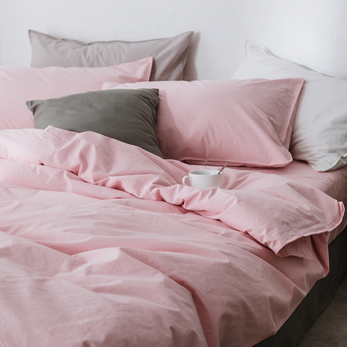 91家纺网 家纺一手货源 找家纺 涞澳家纺（新品）60水洗棉四件套荷粉