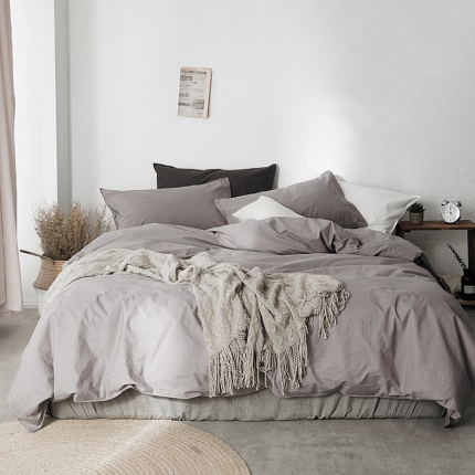 涞澳家纺（新品）60水洗棉四件套情灰