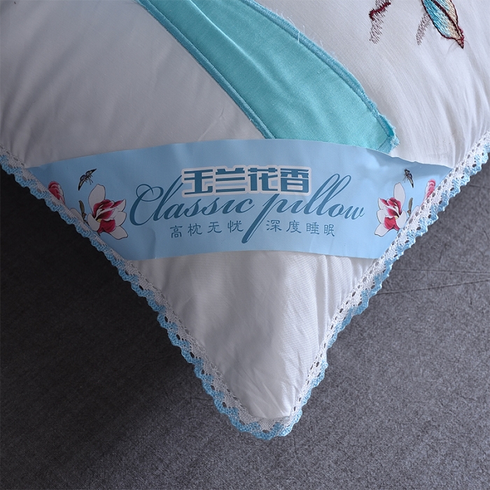 91家纺网 家纺一手货源 找家纺 赛格时代家居 全棉贡缎刺绣羽丝绒枕芯（玉兰花）四件套