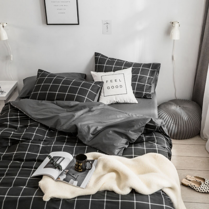 91家纺网 家纺一手货源 找家纺 （总）梦家居 2018新款北欧简约冷淡风套件