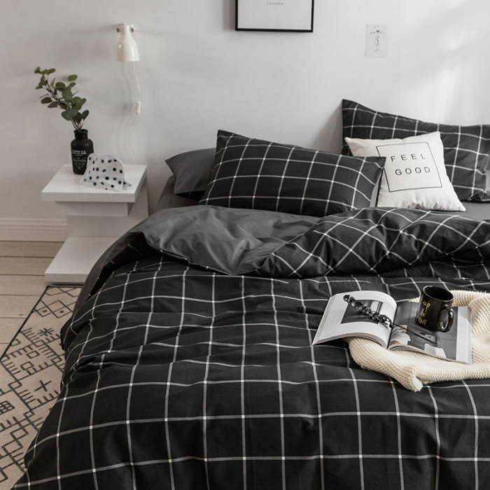 91家纺网 家纺一手货源 找家纺 （总）梦家居 2018新款北欧简约冷淡风套件床笠款