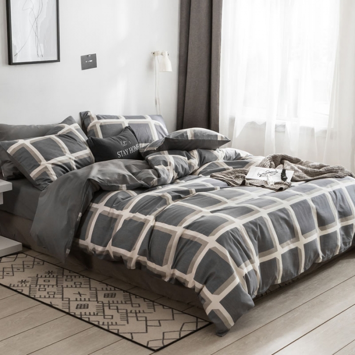 91家纺网 家纺一手货源 找家纺 梦家居韩国简约纯棉四件套全棉宜家床上用品四件套