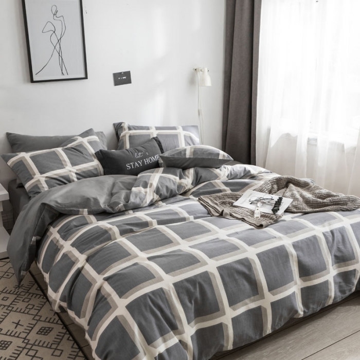 91家纺网 家纺一手货源 找家纺 梦家居韩国简约纯棉四件套全棉宜家床上用品四件套