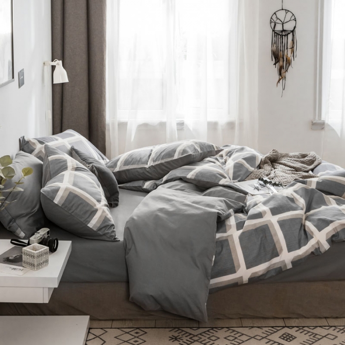 91家纺网 家纺一手货源 找家纺 梦家居韩国简约纯棉四件套全棉宜家床上用品四件套