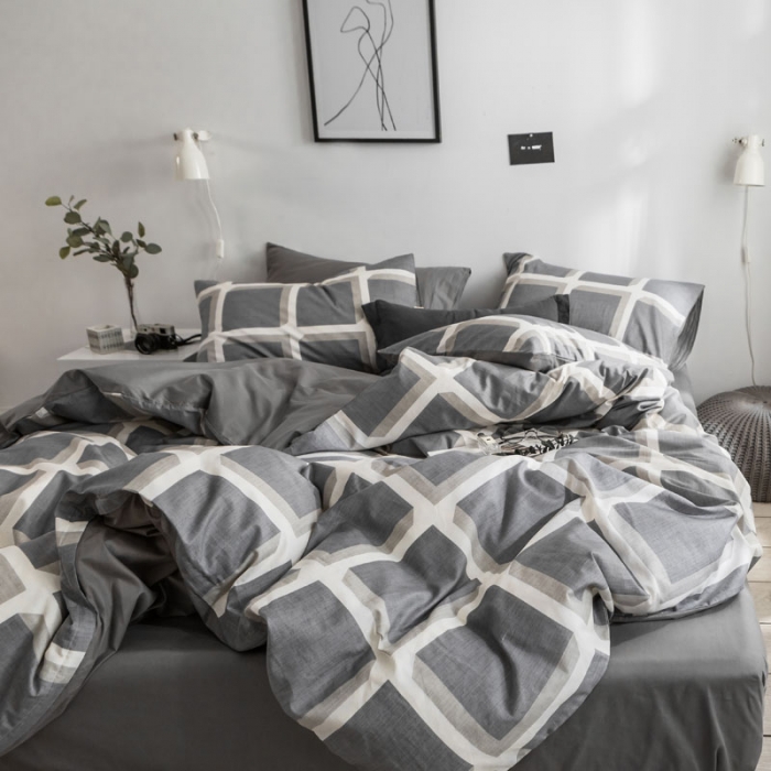 91家纺网 家纺一手货源 找家纺 梦家居韩国简约纯棉四件套全棉宜家床上用品四件套