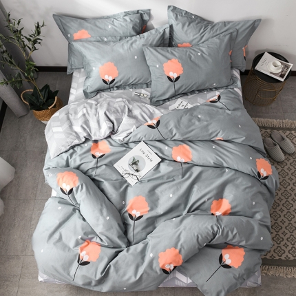 91家纺网 家纺一手货源 找家纺 星期三家纺 优质全棉北欧简约风四件套（加老板微信有会员价） 幸运叶-兰