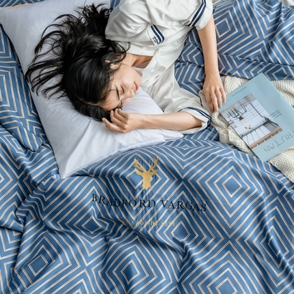 91家纺网 家纺一手货源 找家纺 慕梵2019春夏新品天丝绸四件套床上用品臻丝绸套件