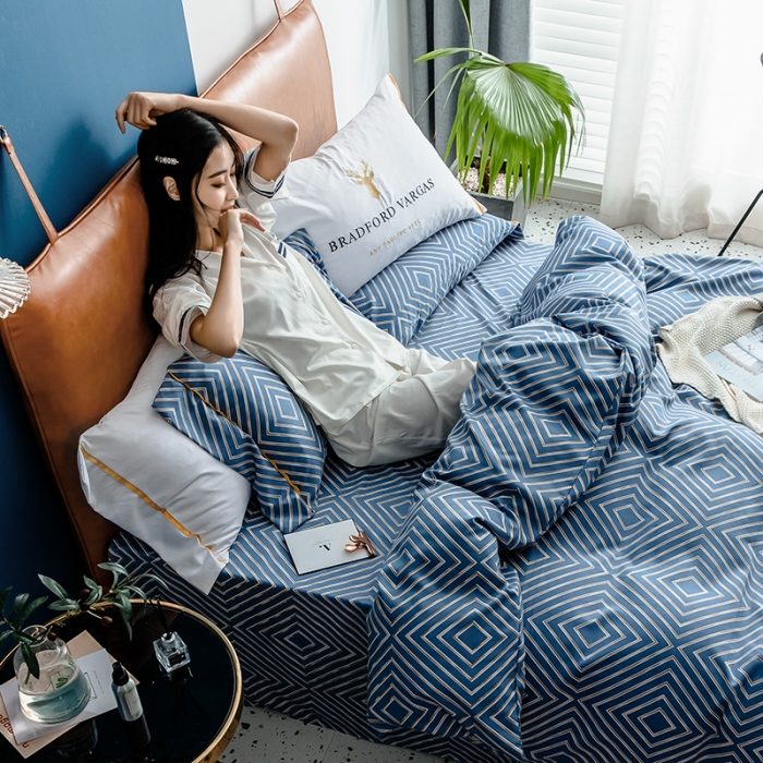 91家纺网 家纺一手货源 找家纺 慕梵2019春夏新品天丝绸四件套床上用品臻丝绸套件