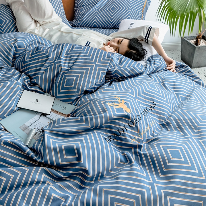 91家纺网 家纺一手货源 找家纺 慕梵2019春夏新品天丝绸四件套床上用品臻丝绸套件