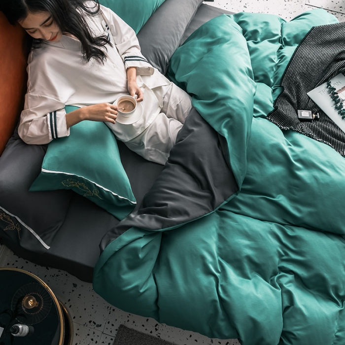 91家纺网 家纺一手货源 找家纺 慕梵2019春夏新品天丝绸四件套床上用品臻丝绸套件