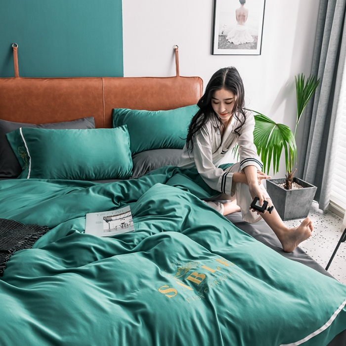 91家纺网 家纺一手货源 找家纺 慕梵2019春夏新品天丝绸四件套床上用品臻丝绸套件