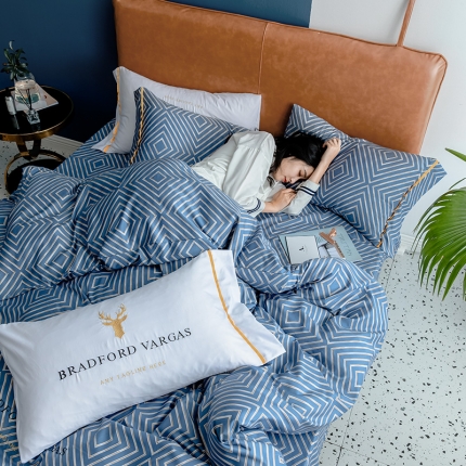 91家纺网 家纺一手货源 找家纺 慕梵2019春夏新品天丝绸四件套床上用品臻丝绸套件