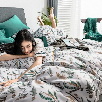 91家纺网 家纺一手货源 找家纺 慕梵2019春夏新品天丝绸四件套床上用品臻丝绸套件