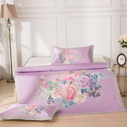 91家纺网 家纺一手货源 找家纺 （总）2024年数码印花欧式宽边冰丝席三件套空调软席双人凉席