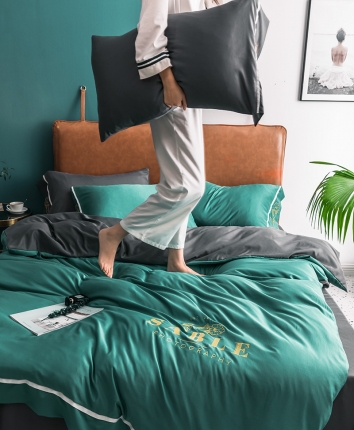 91家纺网 家纺一手货源 找家纺 慕梵2019春夏新品天丝绸四件套床上用品臻丝绸套件