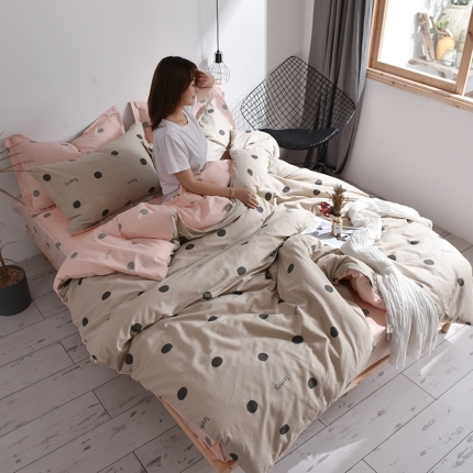 91家纺网 家纺一手货源 找家纺 芃成 2020新款全棉13070四件套 时代新宠 咖