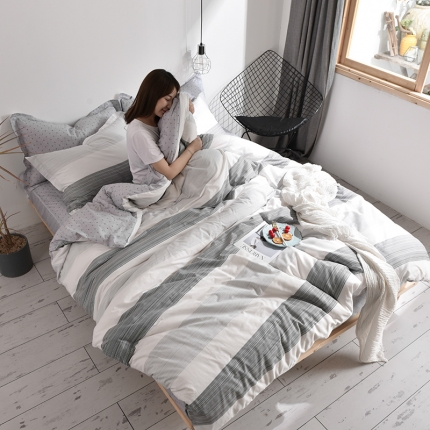 91家纺网 家纺一手货源 找家纺 芃成 2020新款全棉13070四件套 线韵之美 灰