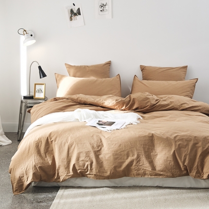 涞澳家纺（新品）60水洗棉四件套  草黄