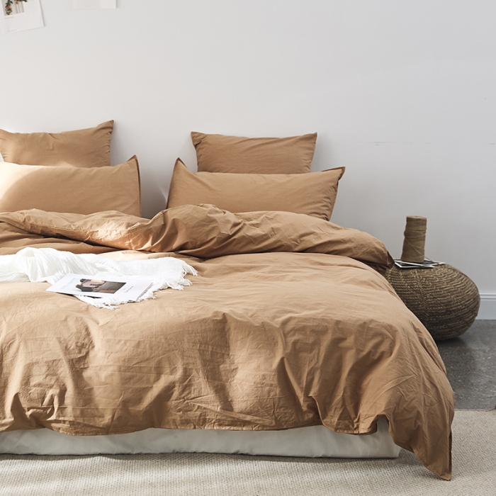 91家纺网 家纺一手货源 找家纺 涞澳家纺（新品）60水洗棉四件套  草黄