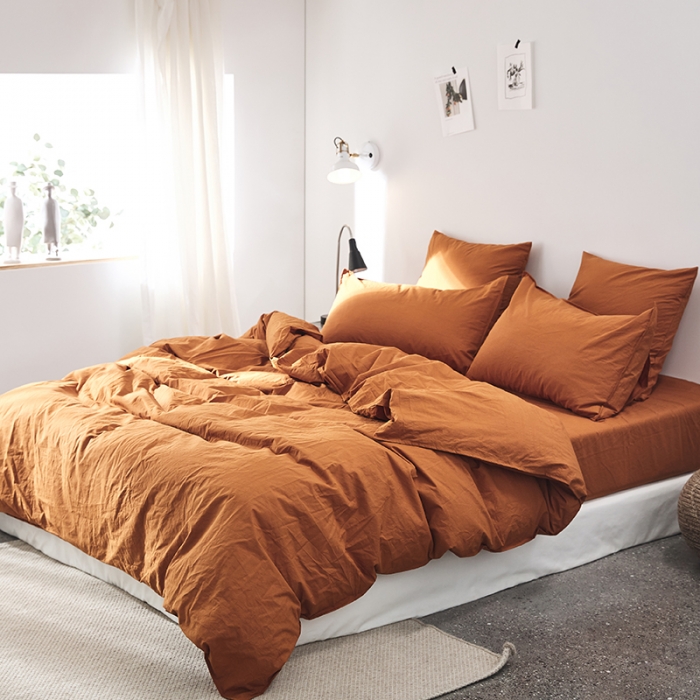 91家纺网 家纺一手货源 找家纺 涞澳家纺（新品）60水洗棉四件套  焦糖