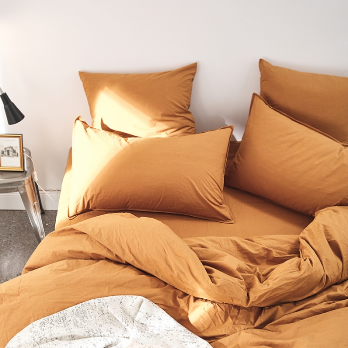 91家纺网 家纺一手货源 找家纺 涞澳家纺（新品）60水洗棉四件套  霓黄