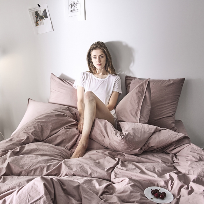 91家纺网 家纺一手货源 找家纺 涞澳家纺（新品）60水洗棉四件套  遥紫