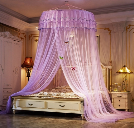 91家纺网 家纺一手货源 找家纺 宝莱利家纺 特价清仓1.5米直径圆顶吊顶落地蚊帐-芳华