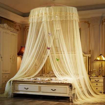 91家纺网 家纺一手货源 找家纺 宝莱利家纺 特价清仓1.5米直径圆顶吊顶落地蚊帐-芳华