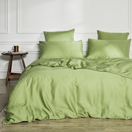 91家纺网 家纺一手货源 找家纺 涞澳家纺 2018新款素色天丝四件套   苹果绿