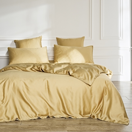 涞澳家纺 2018新款素色天丝四件套  缃黄