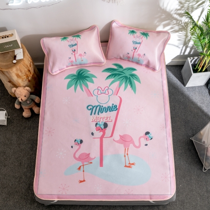 （总）正版授权迪士尼数码印花冰丝席三件套学生单人大板卡通凉席