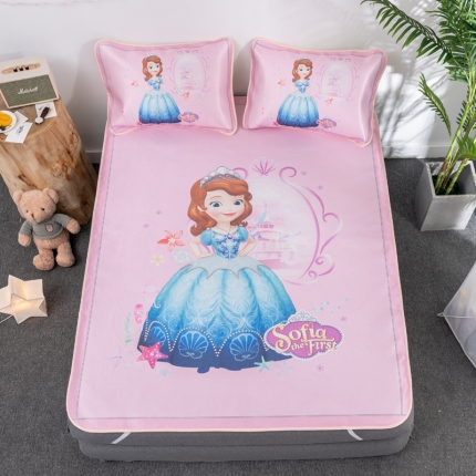 91家纺网 家纺一手货源 找家纺 （总）正版授权迪士尼数码印花冰丝席三件套学生单人大板卡通凉席