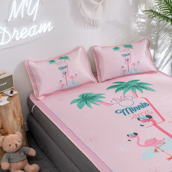 91家纺网 家纺一手货源 找家纺 （总）正版授权迪士尼数码印花冰丝席三件套学生单人大板卡通凉席